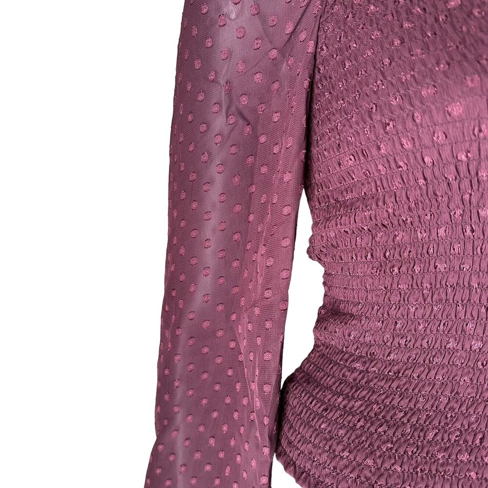 LAUNDRY by Shelli Segal Wine Tasting Square Neck Smocked Blouse Swiss Dot XS NWT - Picture 7 of 12
